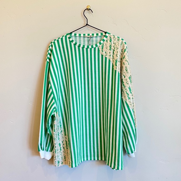 ZARA Trafaluc Oversized Striped Sweatshirt Lace - Picture 3 of 13